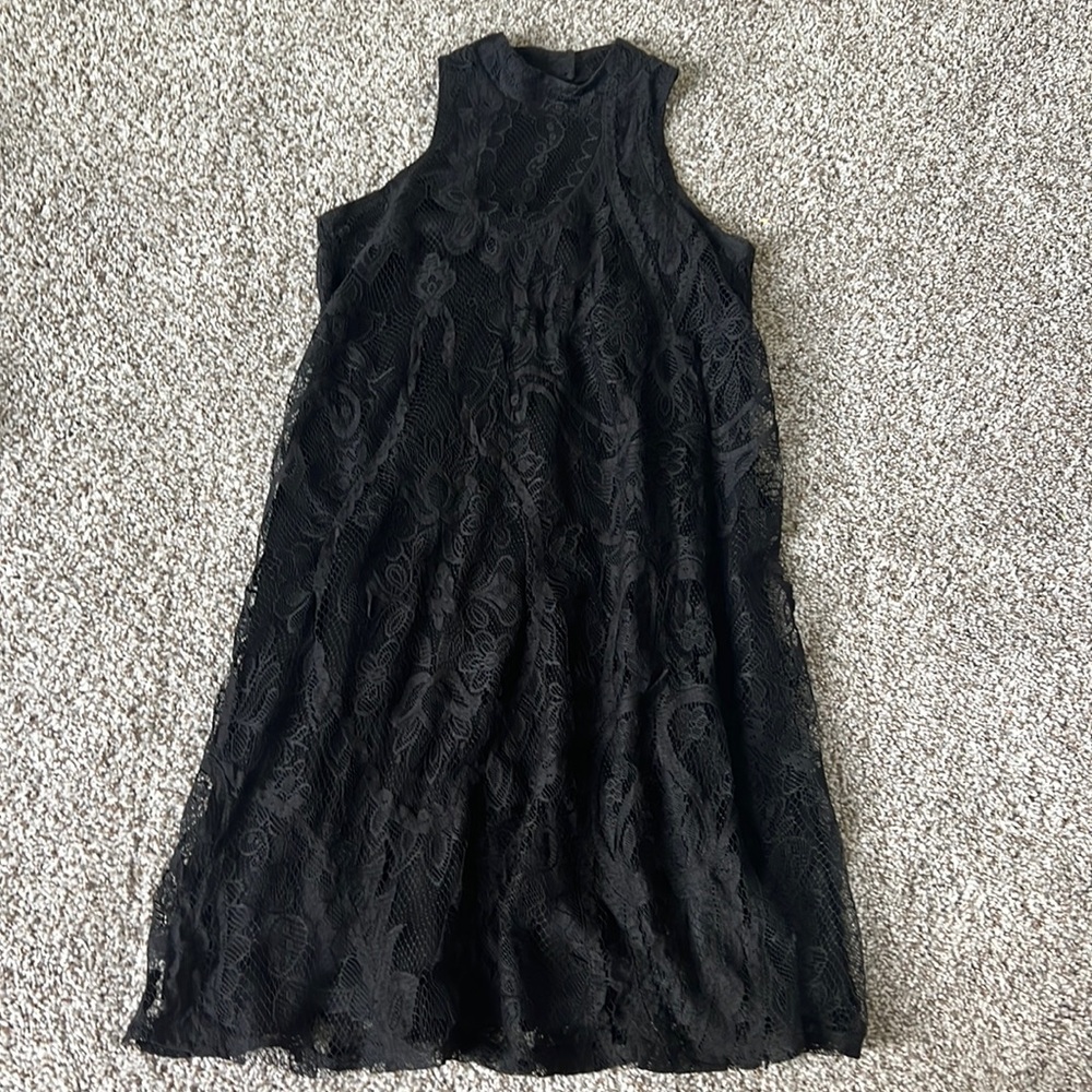 Black lined lace dress